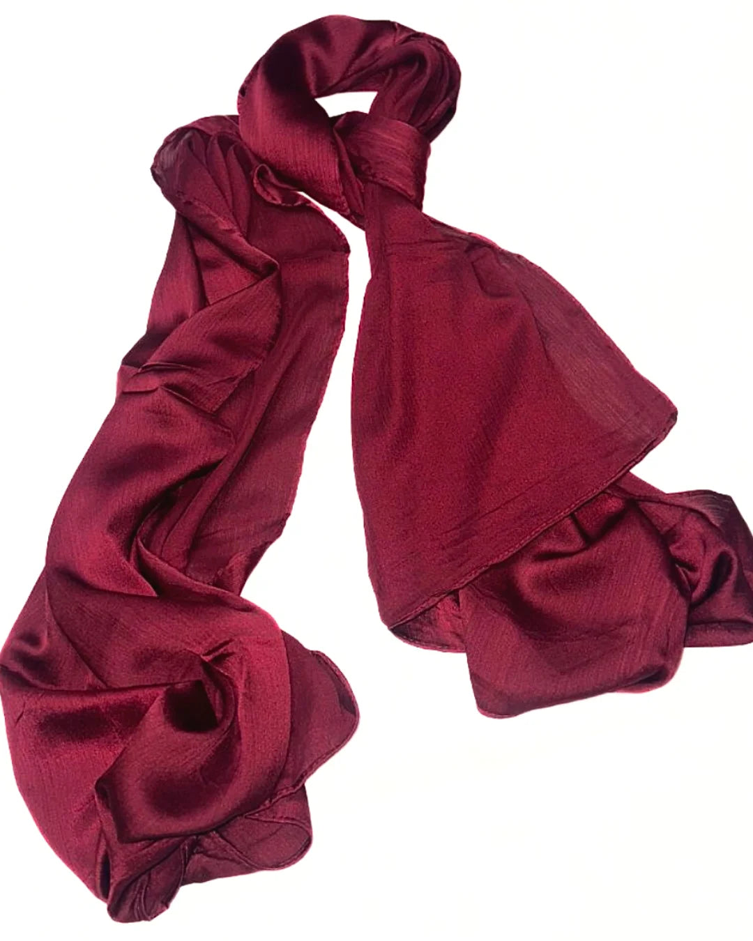 Crinkle Silk Hijab - Maroon