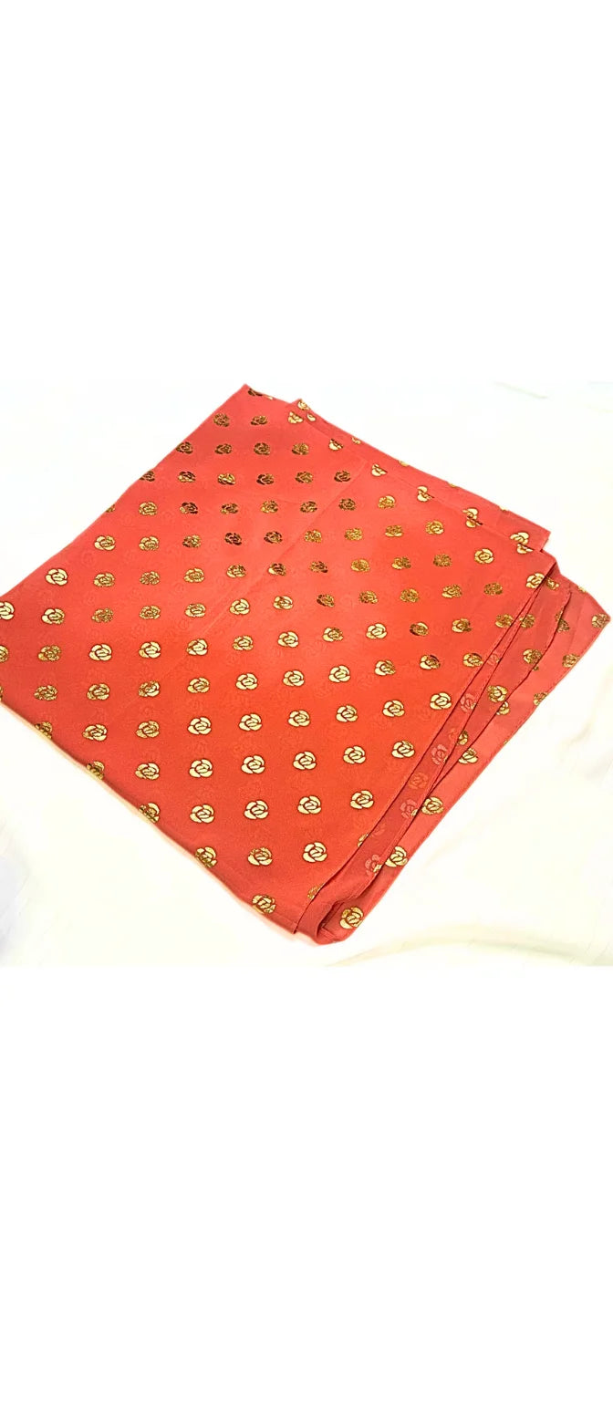 Chiffon Hijab With Block Print - Orange