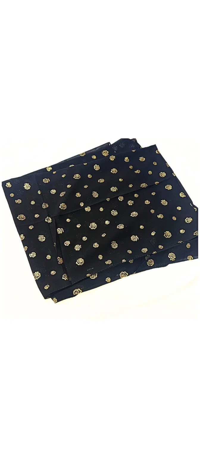 Chiffon Hijab With Block Print - Black