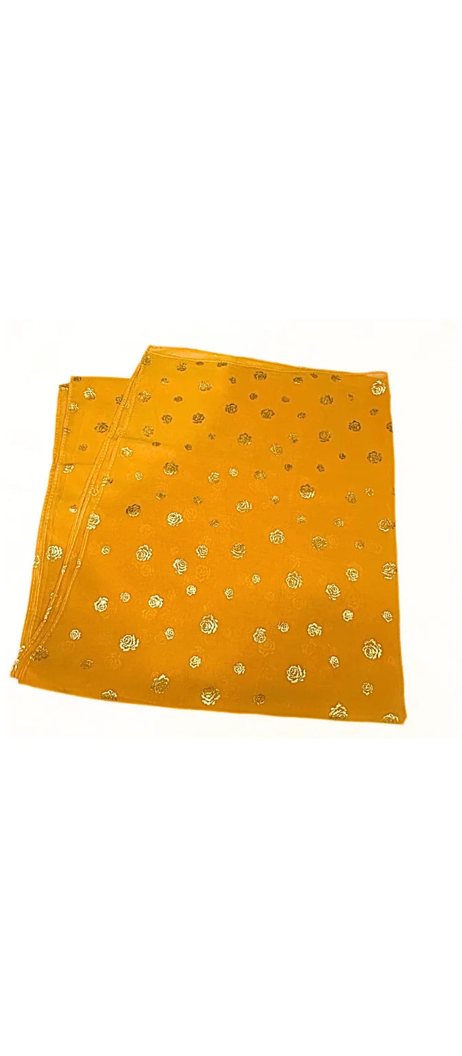 Chiffon Hijab With Block Print - Mustard Colour
