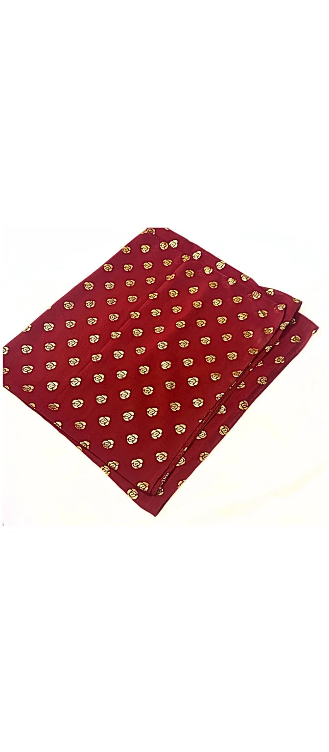 Chiffon Hijab With Block Print - Maroon