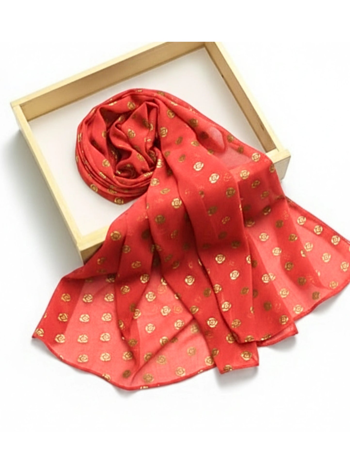 Chiffon Hijab With Block Print - Orange