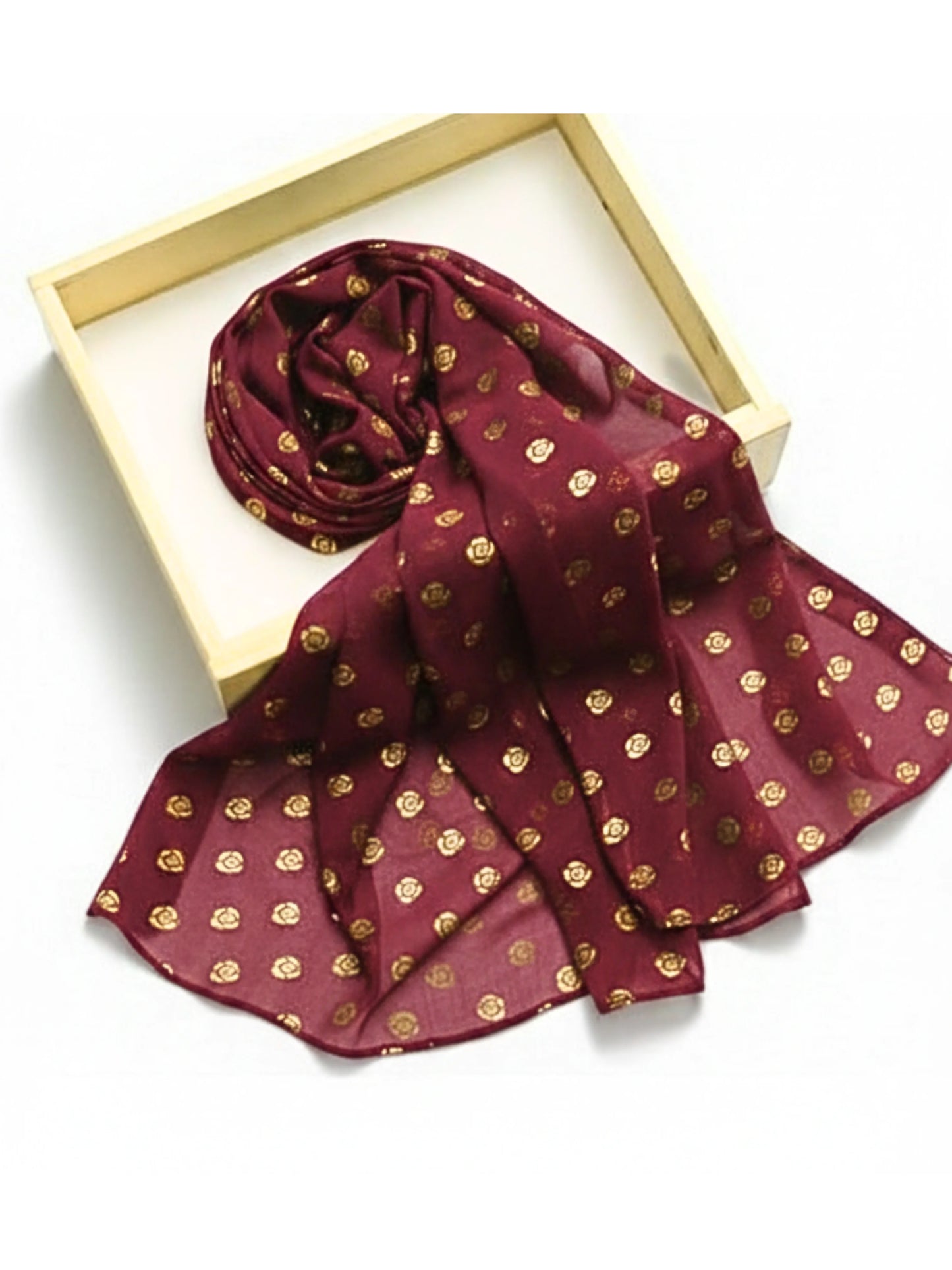 Chiffon Hijab With Block Print - Maroon