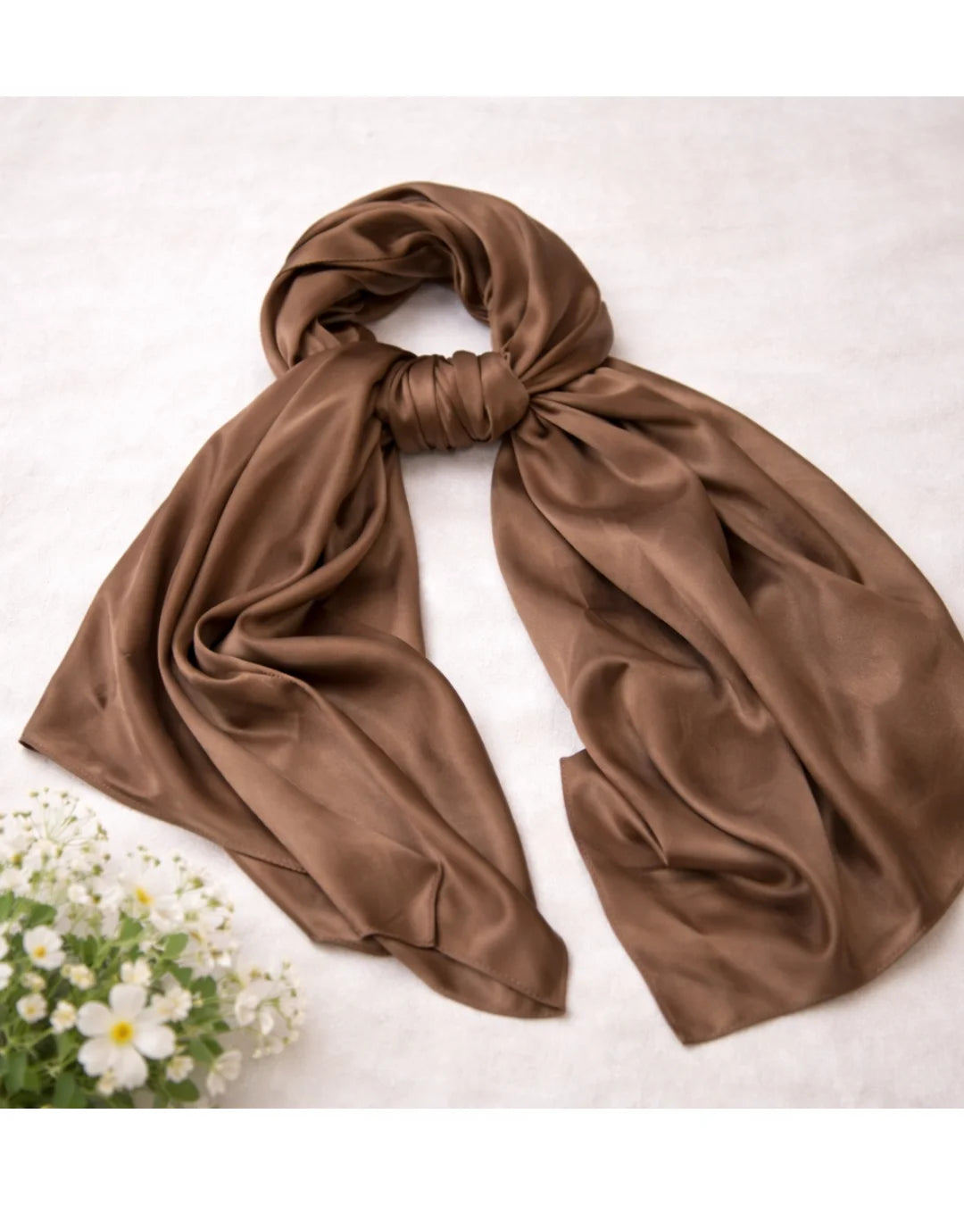 Silk Hijab - Light Champagne/Light Brown Colour