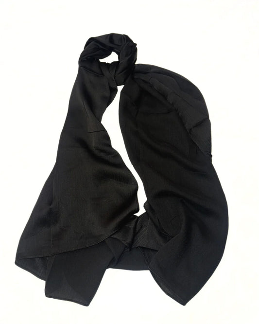 Crinkle Silk Hijab - Black