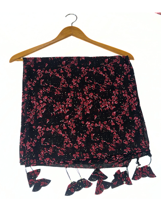 Printed Chiffon With Red Florals