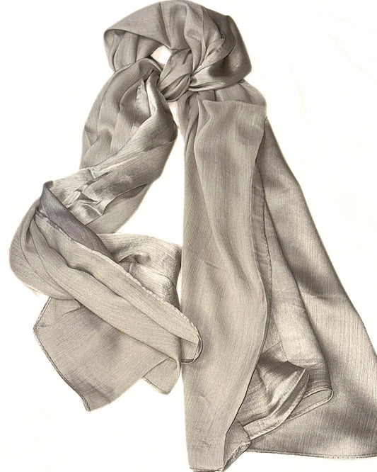 Crinkle Silk Hijab - Silver