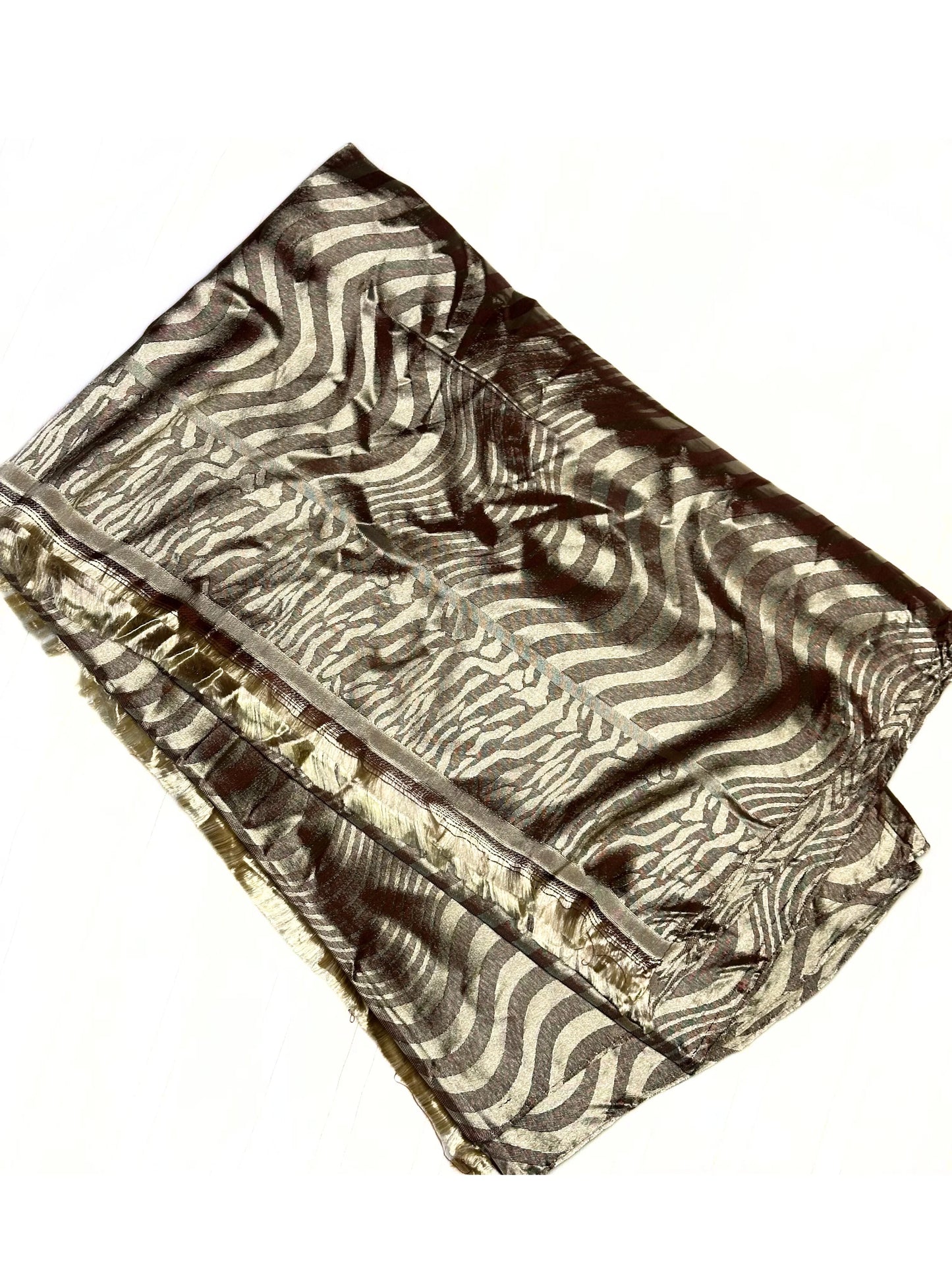 Printed Silk Hijab - Dark Gold