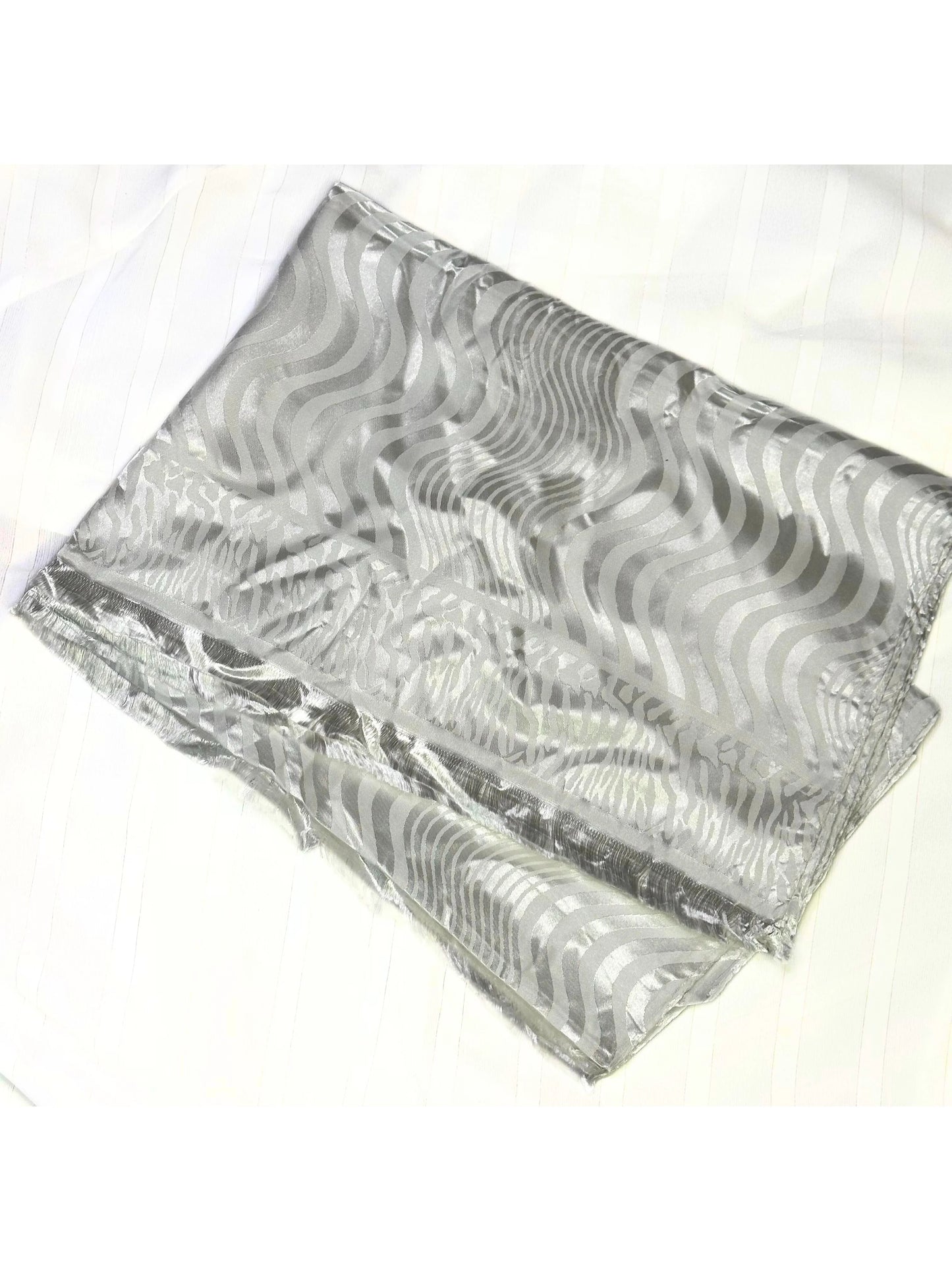 Printed Silk Hijab - White