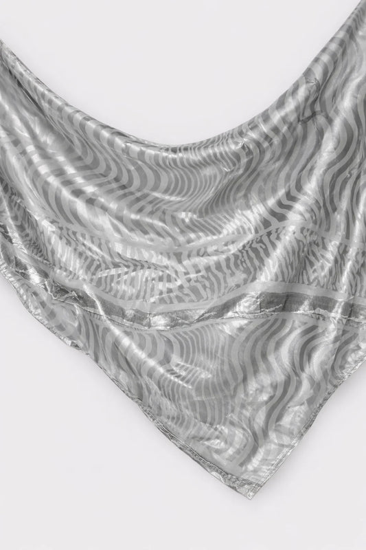 Printed Silk Hijab - White