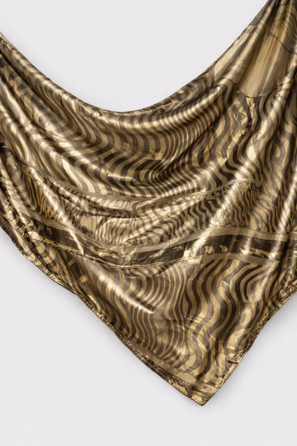 Printed Silk Hijab - Dark Gold