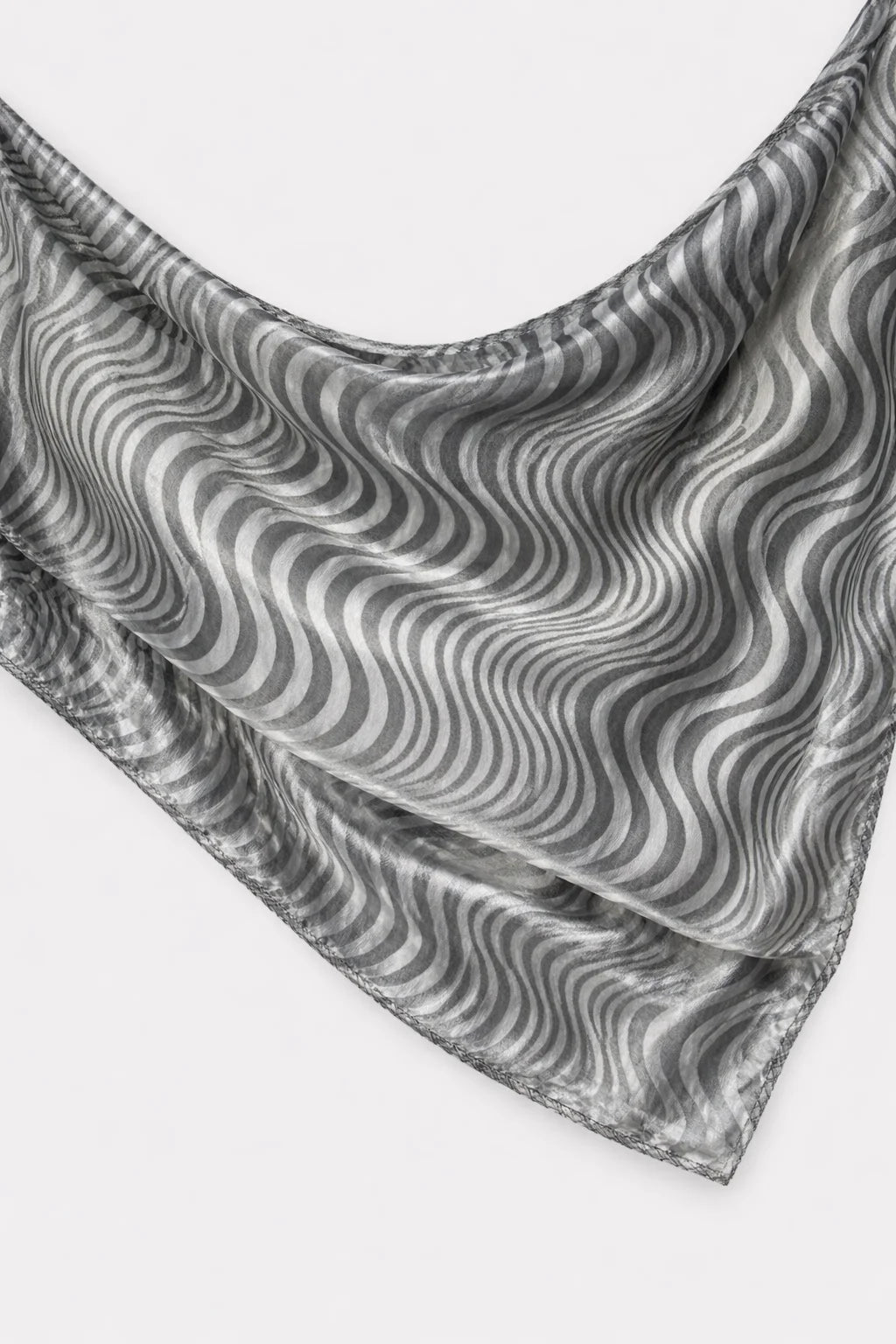 Printed Silk Hijab - Silver