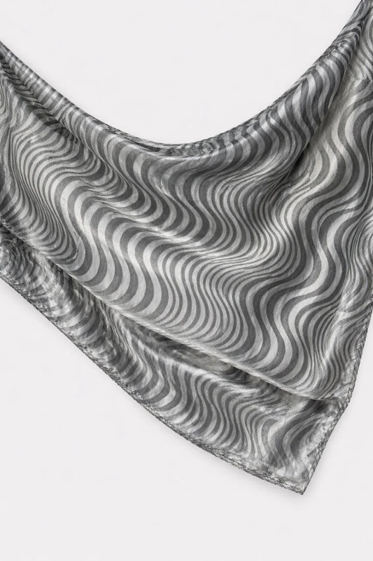 Printed Silk Hijab - Silver