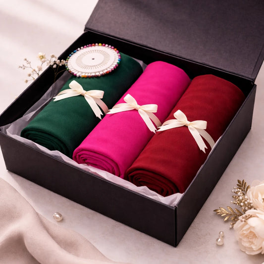 Customized Bundle Of 3 Georgette Hijabs|Free Delivery